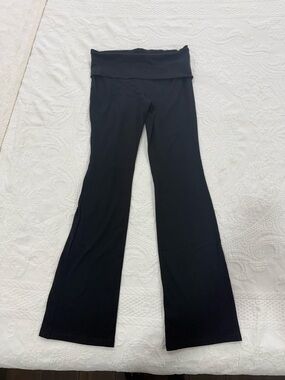 Aritzia Black Fold-Over Waist Flare Yoga Pants